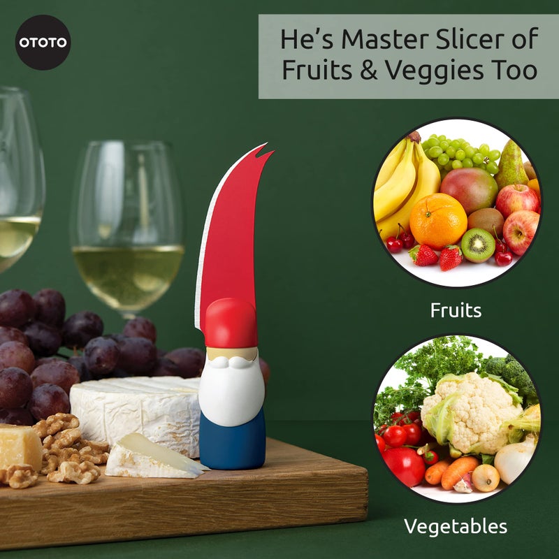 OTOTO Bert Cheese Knife, Gnome-Themed Multifunctional Knife for Cheese, Fruits, and Veggies, Cute Kitchen Accessories, BPA-Free Kitchen Gadget, Funny Gadgets, Gnomes Gifts for Women - Image 5